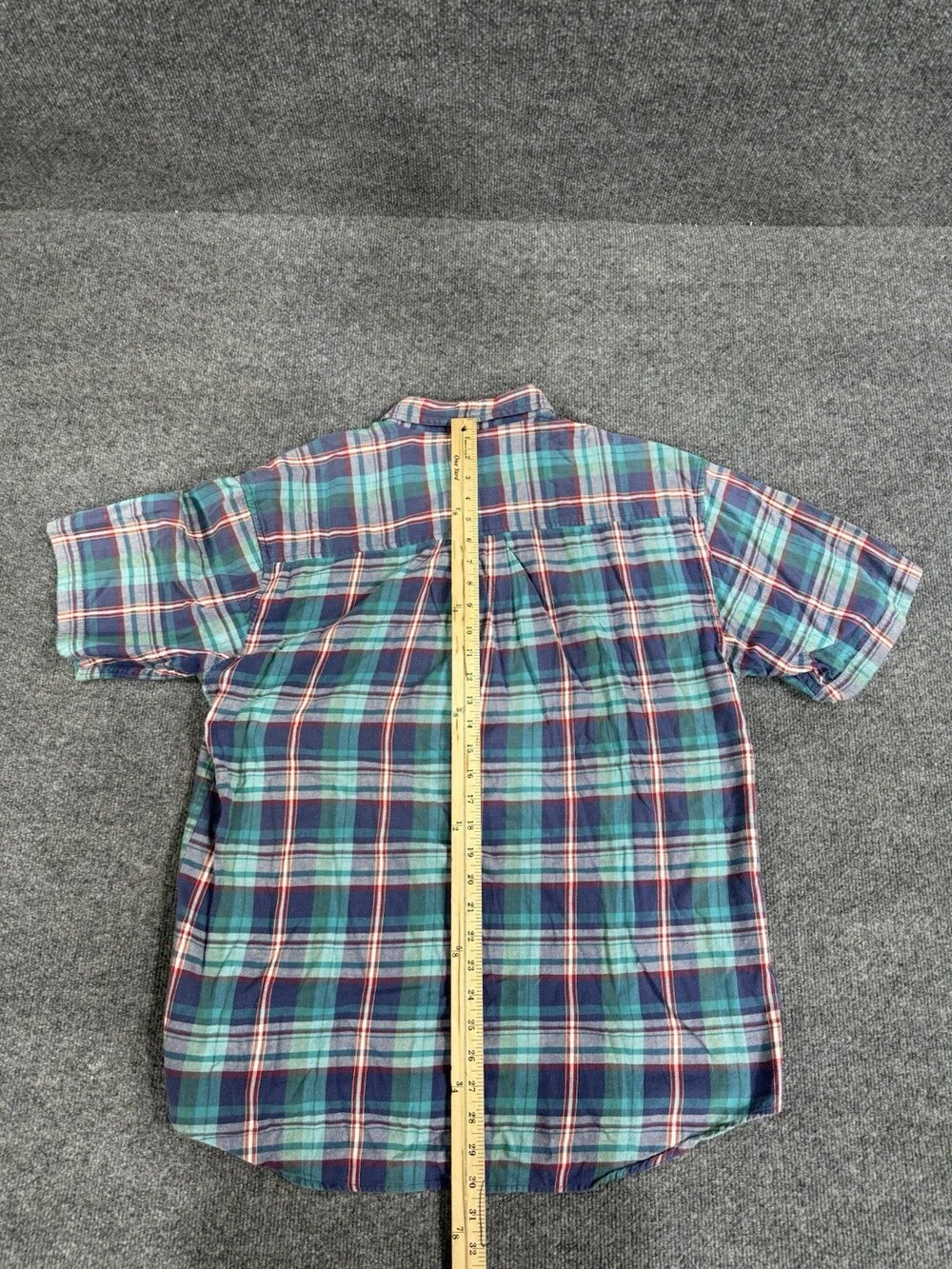 Vintage Duck Head Mens L Plaid Short Sleeve Button Down Shirt Cotton Preppy 90s